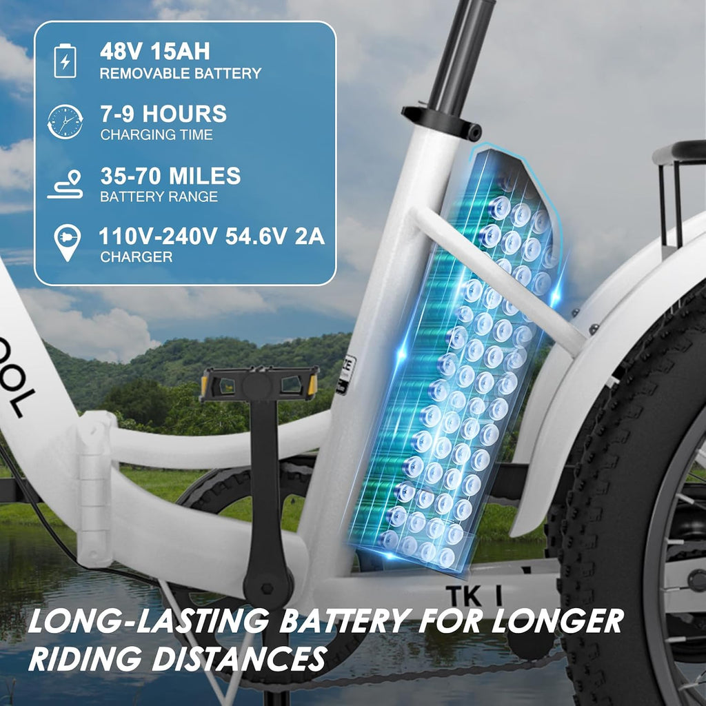 MOONCOOL Folding Electric Tricycle for Adults, 48V 500W 3 Wheels Electric Trike, Aluminum Frame Electric Tricycle Adult Bicycle with Removable Battery, Storage Bags Included