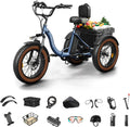 Electric Tricycle for Adults, 20' Fat Tire 3 Wheel Electric Trike with 960W Rear Motor, 25MPH Cargo Tricycle with 2 Basket, Differential for Safety, 48V 648Wh Removable Battery Ebike 55Miles Range