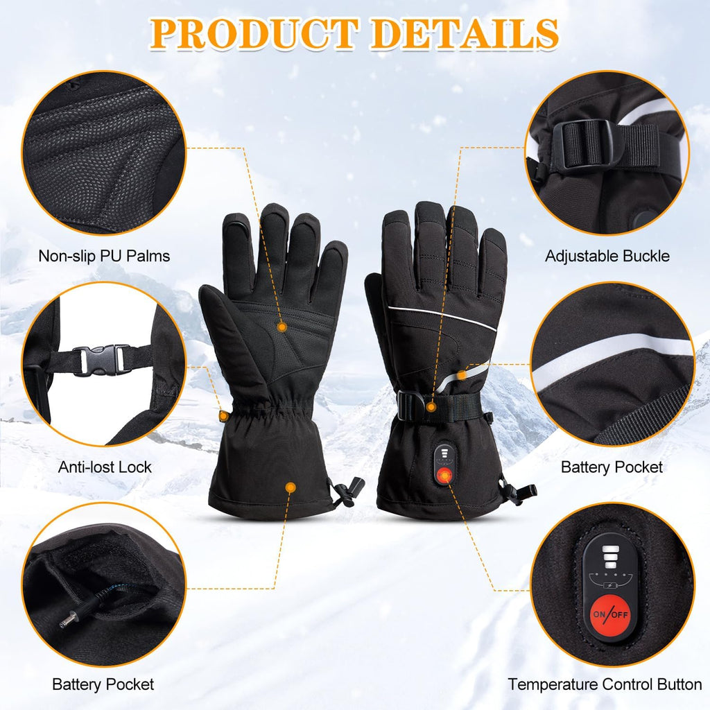 SNOW DEER Heated Motorcycle Gloves for Men Women, Electric Glove Rechargeable Battery Heated Hand for Motorcycle Biking Hunting Arthritis Skiing Working