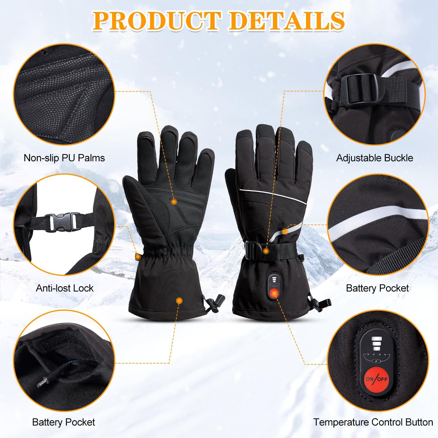 SNOW DEER Heated Motorcycle Gloves for Men Women, Electric Glove Rechargeable Battery Heated Hand for Motorcycle Biking Hunting Arthritis Skiing Working