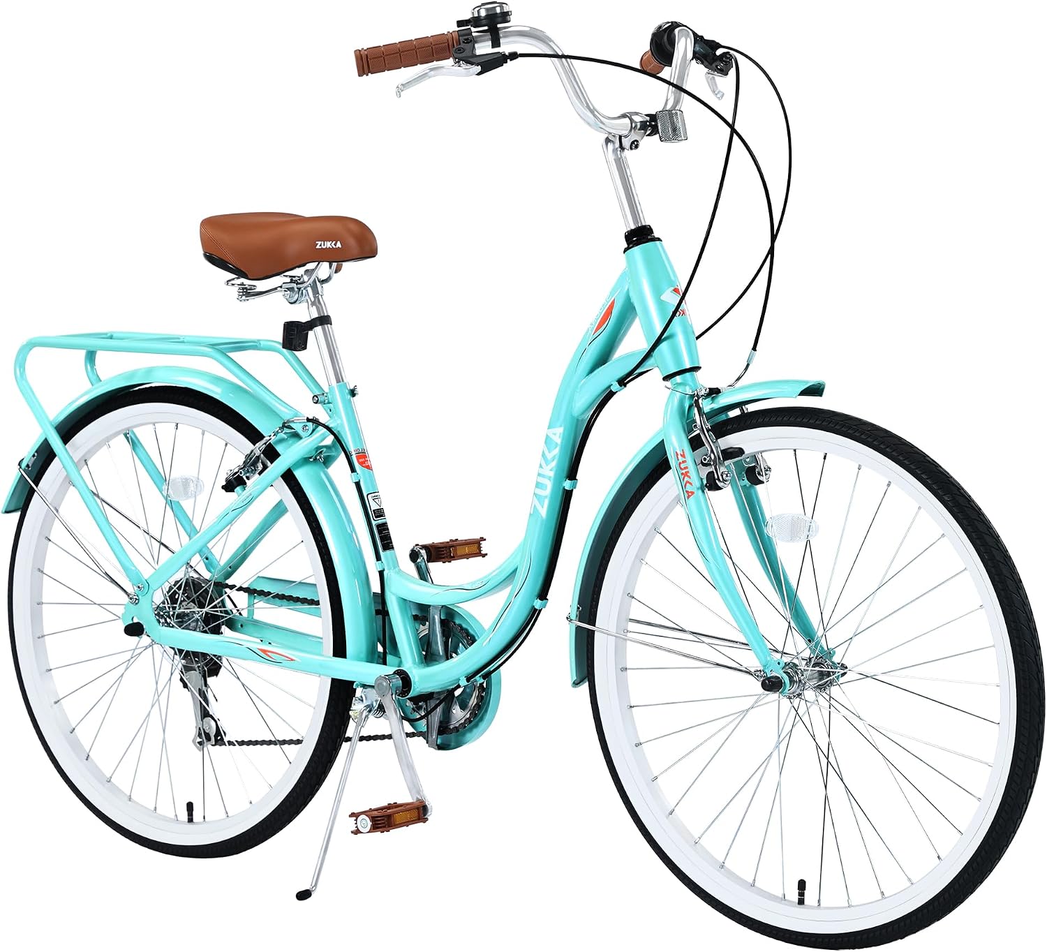 24/26 Inch Girls Cruiser Bike 24/26 Inch Beach Cruiser Bike for Women，City Hybrid Bike 7 Speeds Bicycle Commuter Bike for Women Men,High-Carbon Steel Frame，Multiple Colors