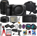 Nikon Z30 Mirrorless Camera with 16-50mm & 55-250mm Lens Bundle with Extra Battery, LED Light, Microphone, 128GB High Speed Memory Flash, Accessory Bundle (28 Items)