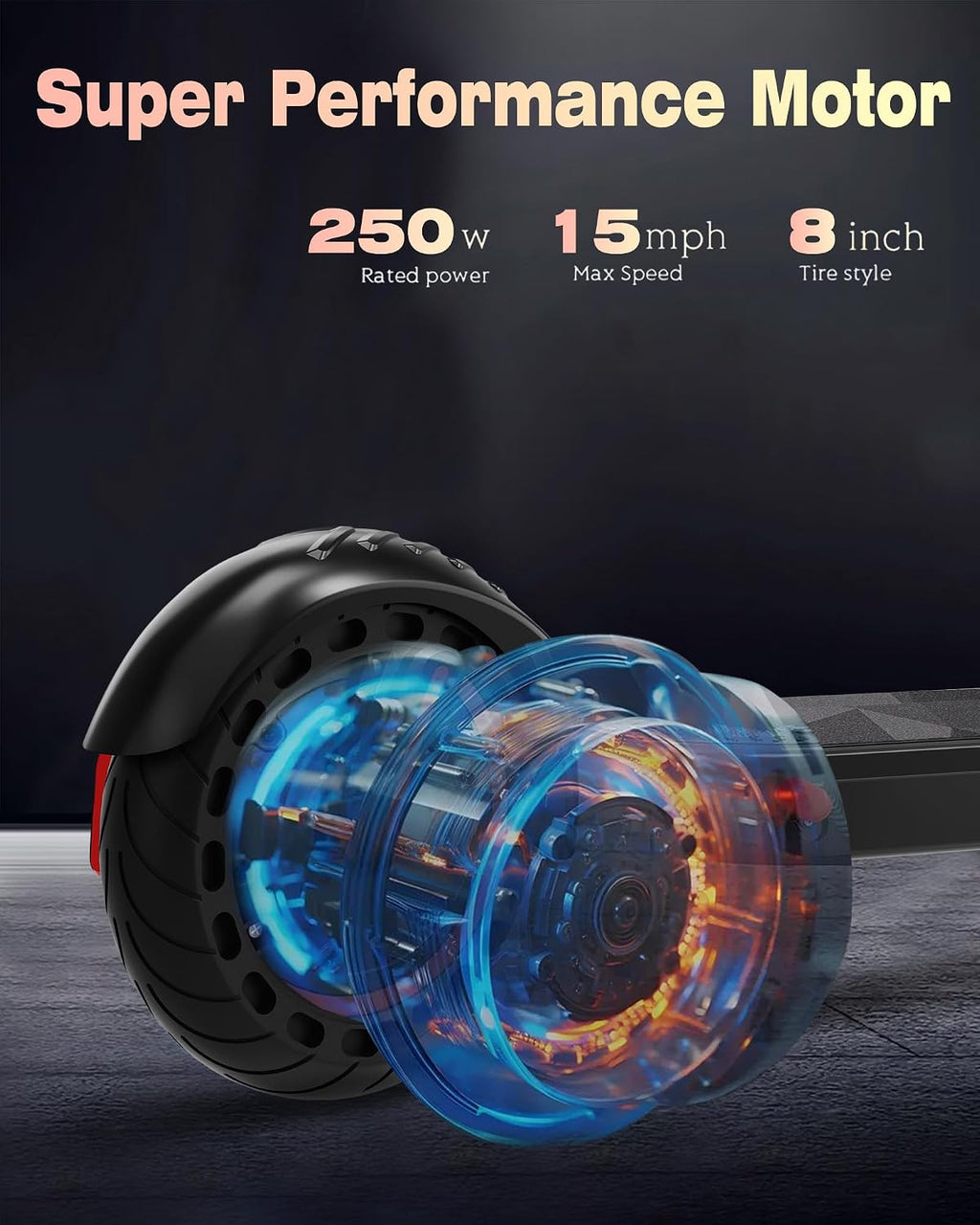 QnQ Electric Scooter 500W Peak Motor, 12 Miles Range & 15 MPH, 8' Flat-Free Tires, UL Certified, Foldable Electric Scooter for Adults, Teens and Big Kids