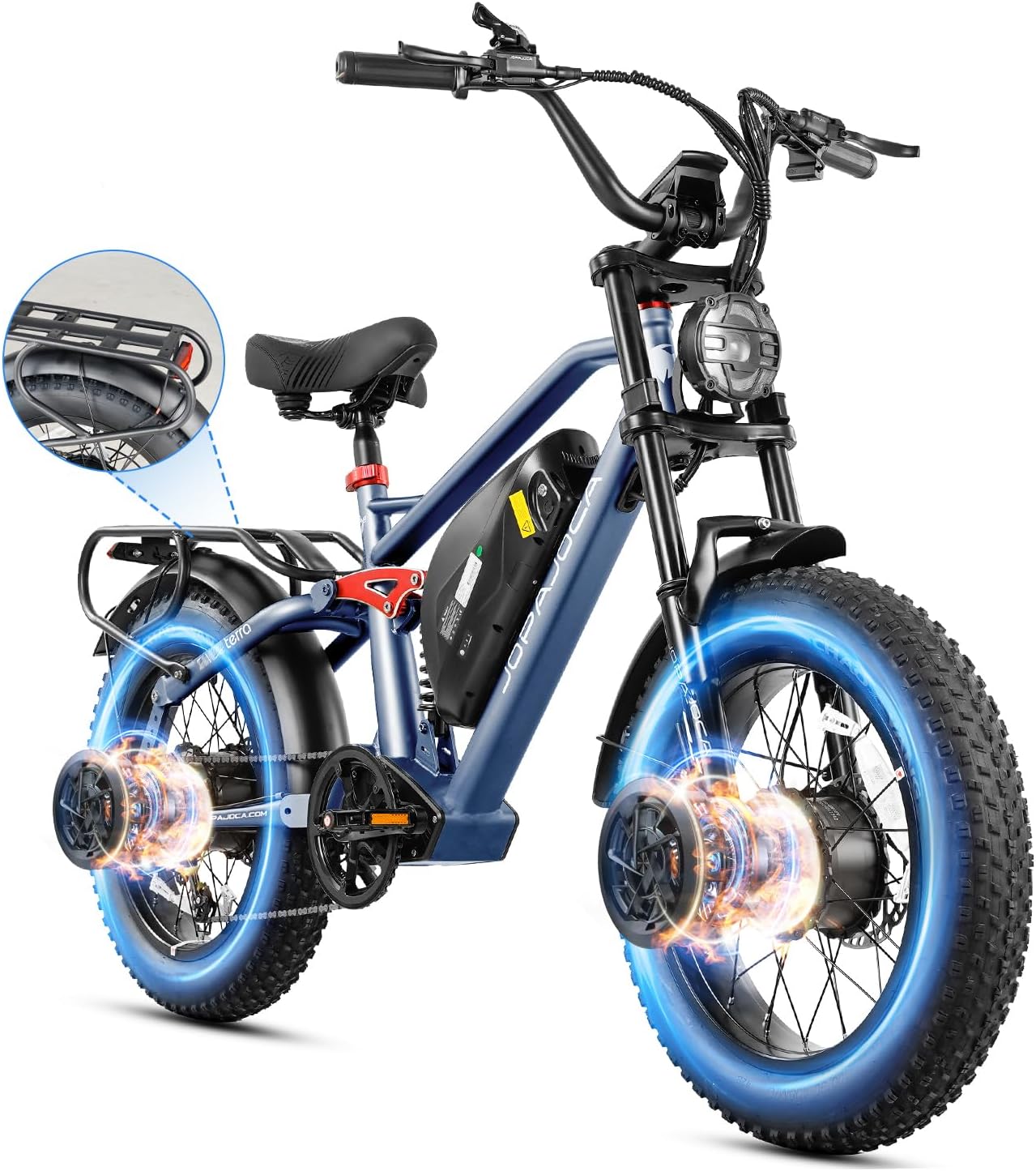 (2025 Upgraded) Eahora Terra Peak 3000W Dual Motor Electric Bike for Adults 48V 20A 30-33MPH 80-120Miles Long Range Adult EBike Dual Hydraulic Brakes Full Suspension Electric Bicycle