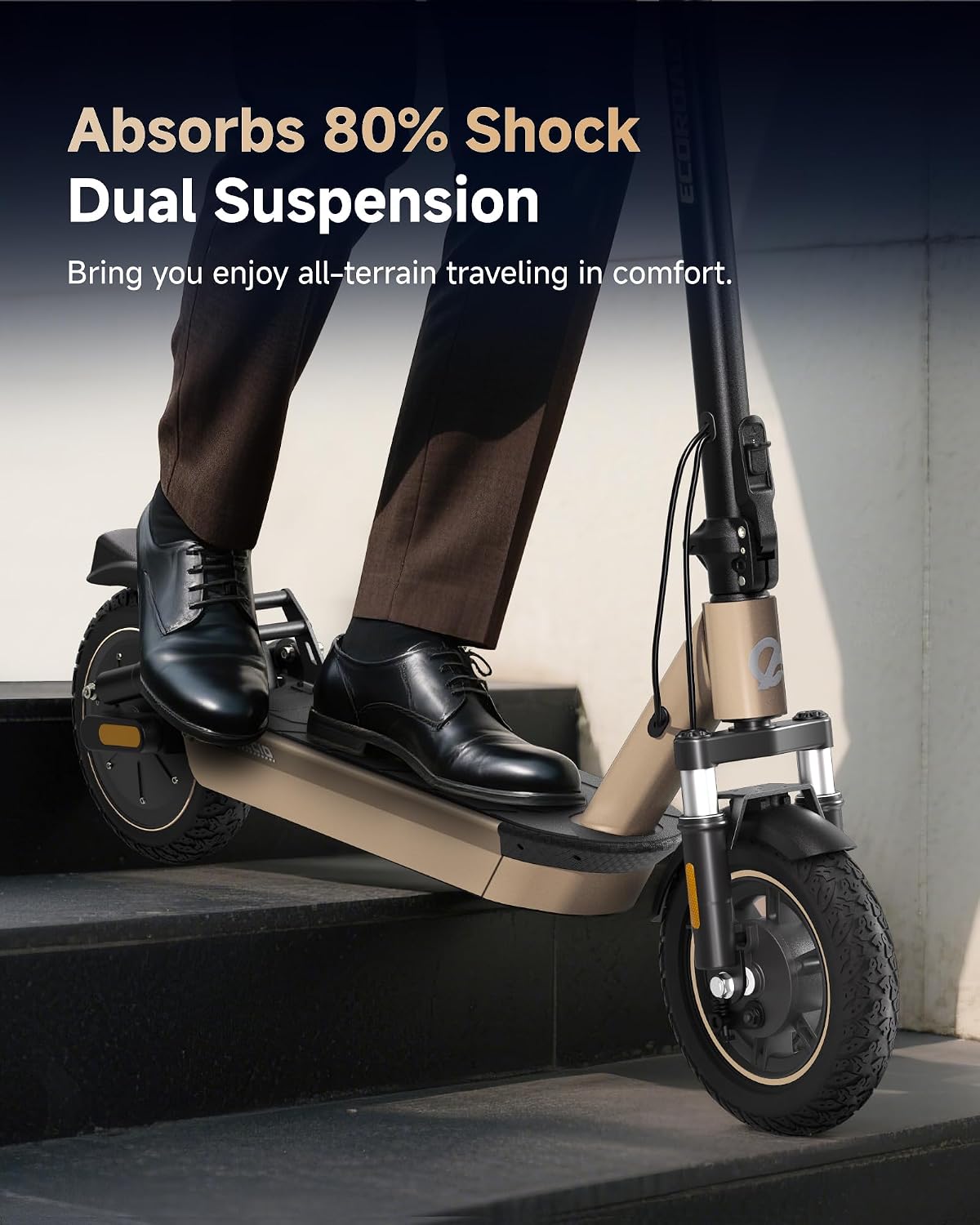 ECOROAD EC10 Electric Scooter for Adults, 750W Motor & 25 MPH & 32 Miles Long Range, 10' Tires with Dual Suspension, Foldable Commuting E Scooter with App Control