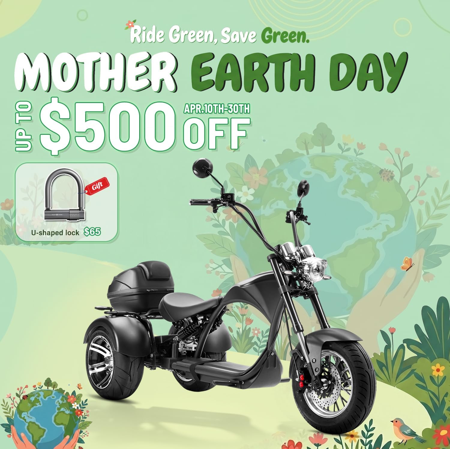 eAhora M1P 2000W Electric Tricycle for Adults & Seniors, 60V 30Ah Battery 26MPH 3-Wheel Electric Trike, 55 Miles Range Mobility Scooter with Storage Box, Hydraulic Disc Brakes, 5A Smart Charger