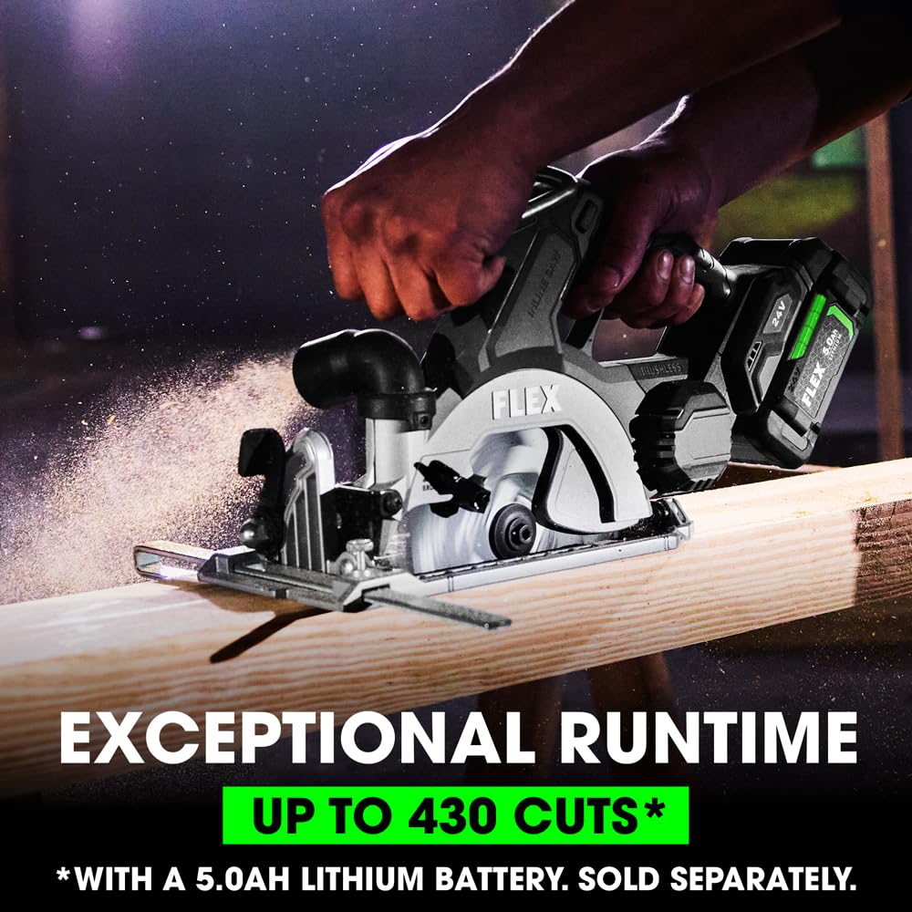 FLEX 24V Brushless Cordless 6-1/2-Inch In-Line Circular Saw Tool Only, Battery and Charger Not Included - FX2131A-Z, Grey/Black