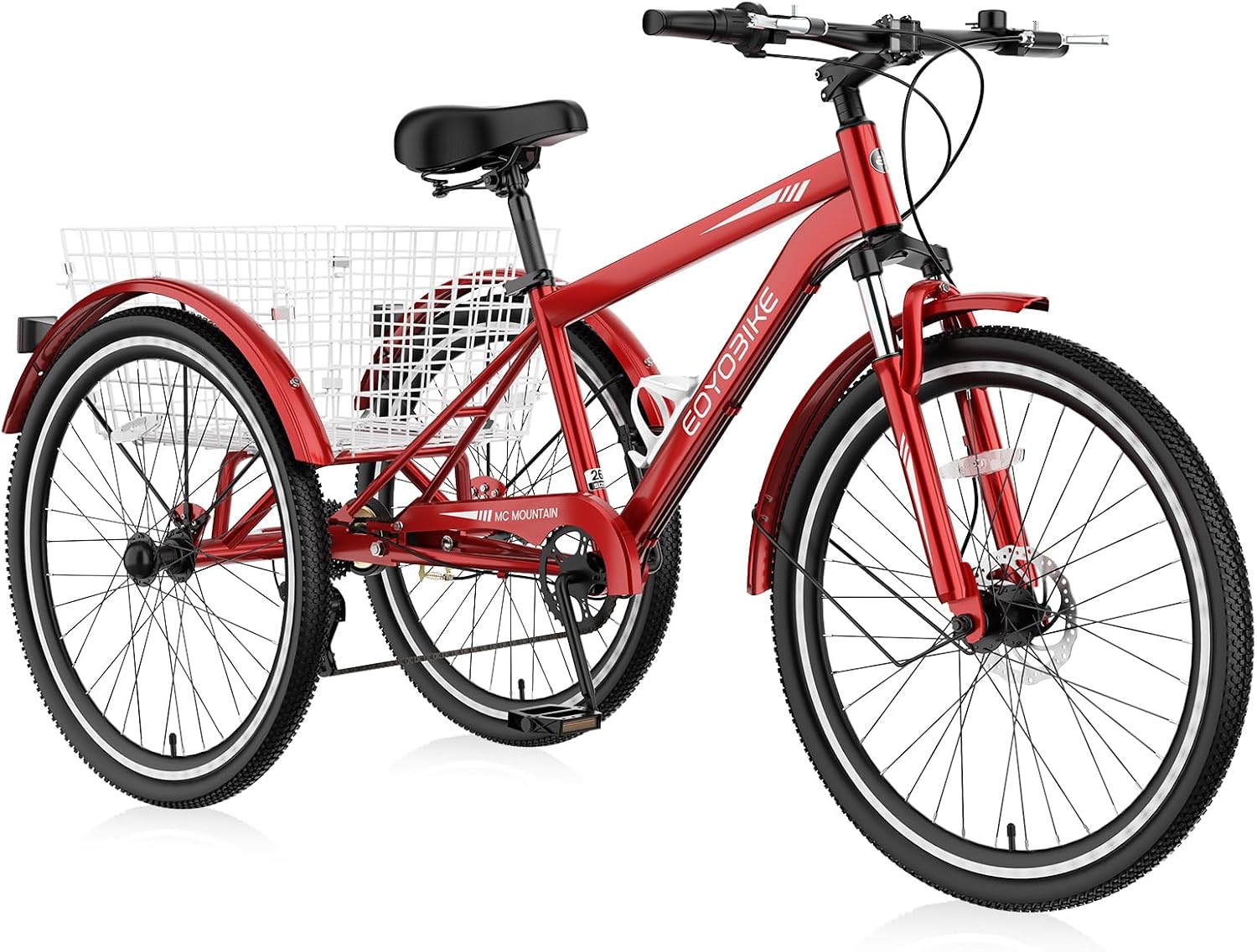 NAIZEA Adult Mountain Tricycle, 7 Speed Three Wheel Cruiser Bike, 27.5 Inch Adults Trikes with Shopping Basket, Exercise Men's Women's Tricycles, Multiple Colors