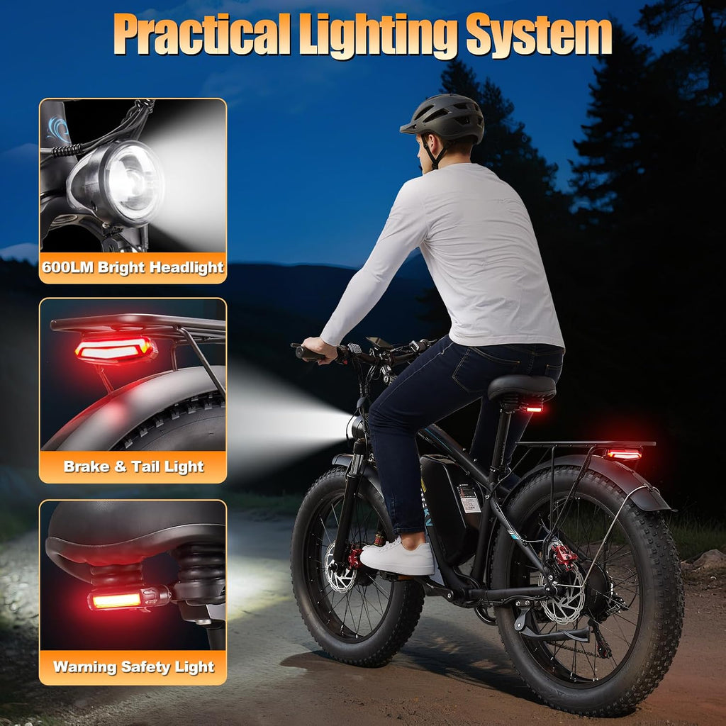 9000W Peak Dual Motor Ebike,58V Max-Output 1972Wh Electric Bike for Adults,44-47MPH Fast Ebike,Long Range Battery Up to 105 Miles,24'×4.0 Fat Tires Electric Mountain Bike for Snow Off-Road