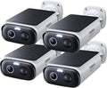 Baseus Solar Security Cameras Wireless Outdoor S1 Lite 4-Cam Kit, 2K Solocam, Continuous Power, Color Night Vision, AI Human Detection, IP67, No Monthly Fee, Compatible with Alexa & Google Home