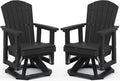 SERWALL Adirondack Swivel Glider Chair, HDPE Glider Set of 2 for Outdoor, All-Weather Glider Chair for Porch, Balcony, Midnight Black