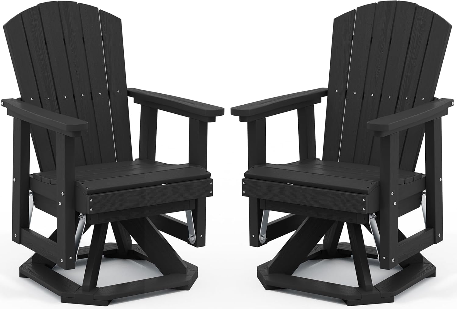 SERWALL Adirondack Swivel Glider Chair, HDPE Glider Set of 2 for Outdoor, All-Weather Glider Chair for Porch, Balcony, Midnight Black