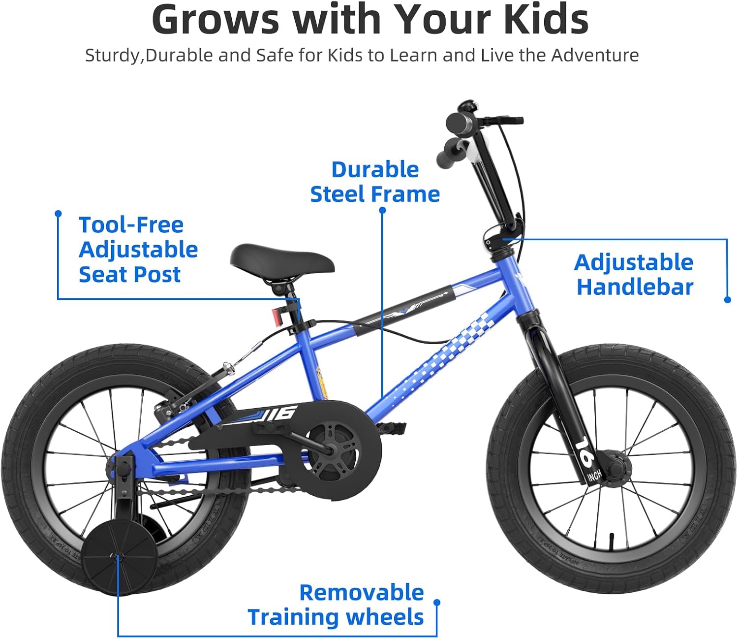67i BMX Toddler Bike with Training Wheels 12/14/16 Inch Kids Bicycle Boys Girls Age 3-8 Durable Steel Frame Adjustable Seat Coaster Brake Bicicleta para Niños