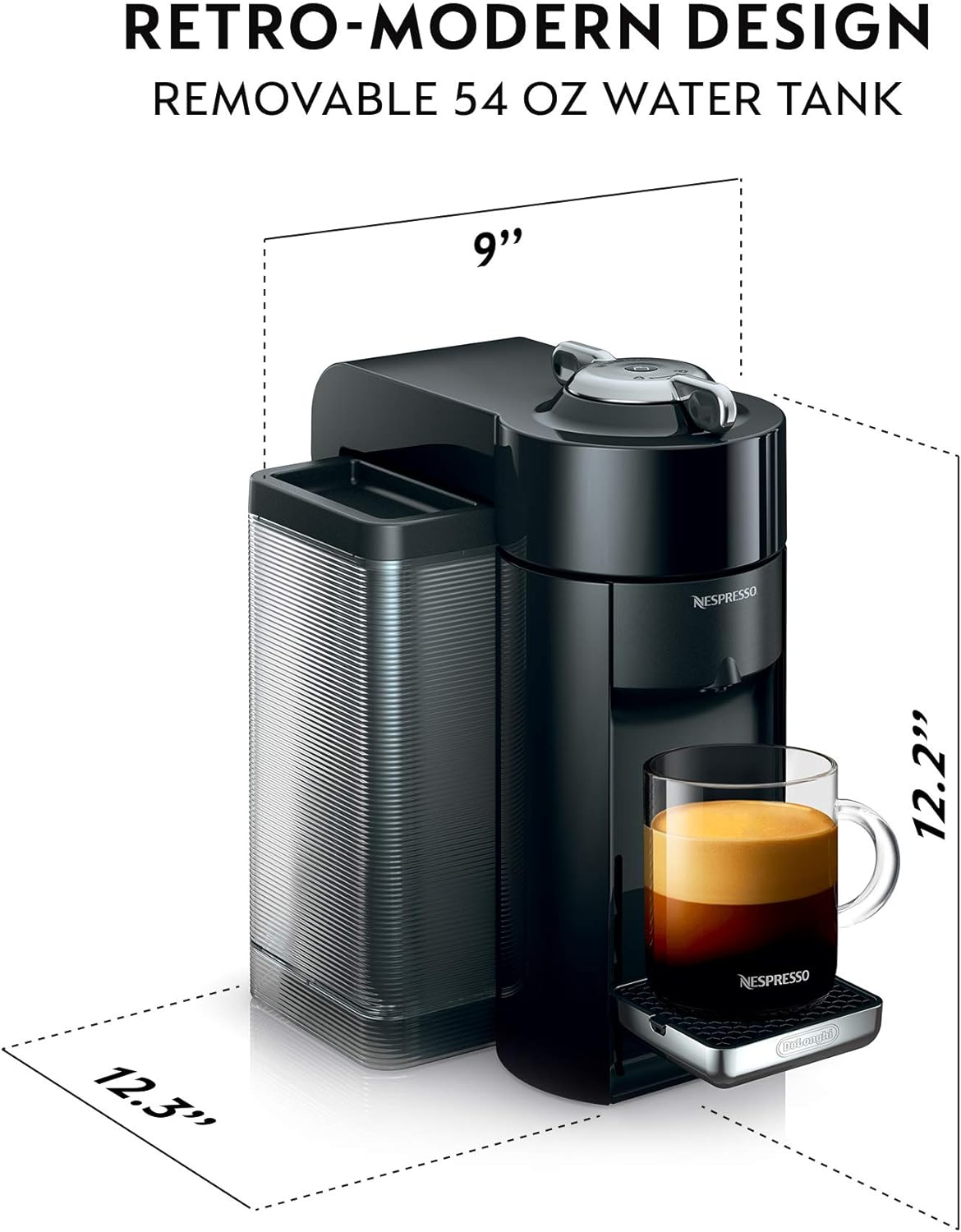 Nespresso Vertuo Coffee and Espresso Maker by De'Longhi, Piano Black with Aeroccino Milk Frother