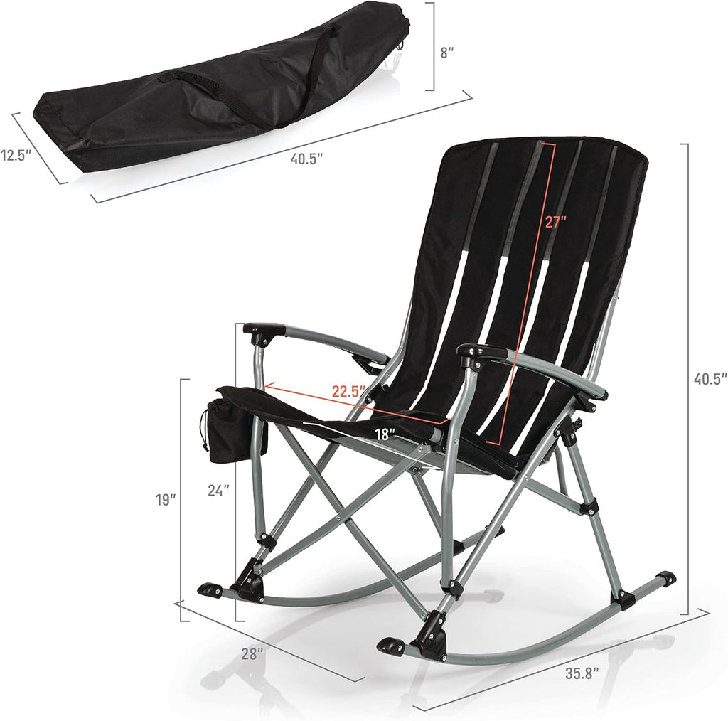 Picnic TIME NFL Unisex-Adult NFL Outdoor Rocking Camp Chair, XL Heavy Duty Camping Chair for Adults
