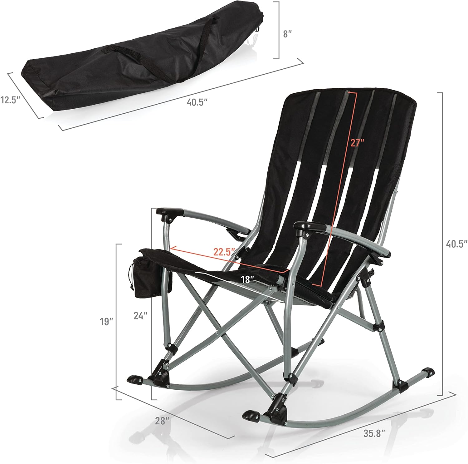 Picnic TIME NFL Unisex-Adult NFL Outdoor Rocking Camp Chair, XL Heavy Duty Camping Chair for Adults