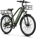 Aipas Electric Bike for Adults with 1100W Motor Peak, 48V 12.8Ah Battery, Max 62 Miles 28MPH, 26' Electric Commuter Bike with 7-Speed and Suspension System
