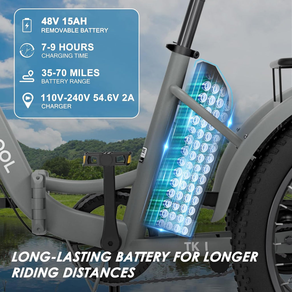 MOONCOOL Folding Electric Tricycle for Adults, 48V 500W 3 Wheels Electric Trike, Aluminum Frame Electric Tricycle Adult Bicycle with Removable Battery, Storage Bags Included