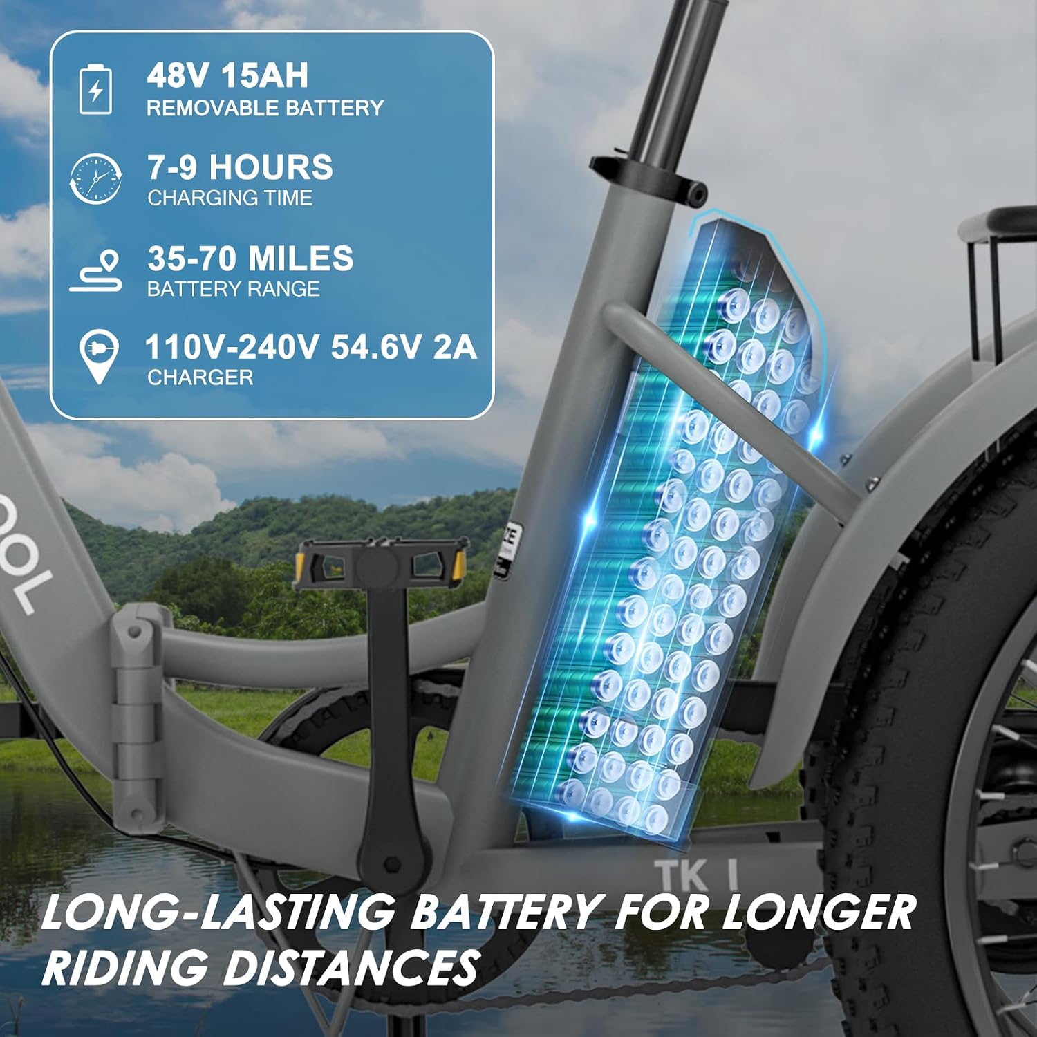 MOONCOOL Folding Electric Tricycle for Adults, 48V 500W 3 Wheels Electric Trike, Aluminum Frame Electric Tricycle Adult Bicycle with Removable Battery, Storage Bags Included