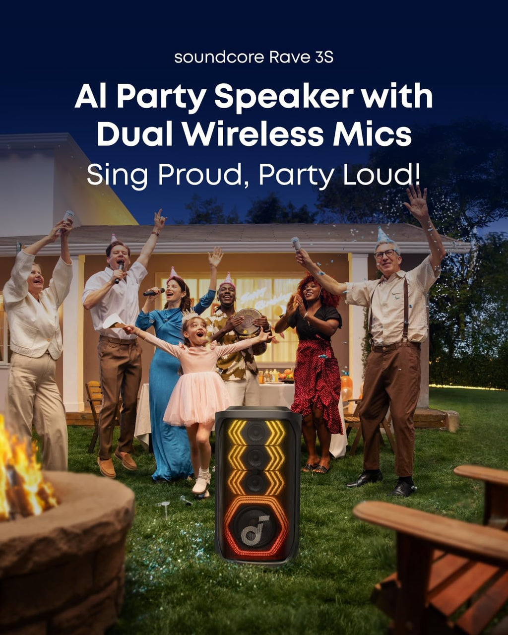 Anker Power Bank Station SOLIX & soundcore Rave 3S AI Karaoke Party Speaker with 2 Wireless Microphones
