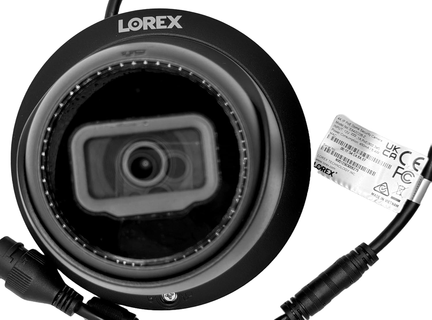 Lorex 4K IP Wired Add-On Dome Security Camera | Smart Motion Detection (Person/Vehicle) | Color Night Vision | Long Range IR | IP67 Weatherproof | Built-in Microphone | Black