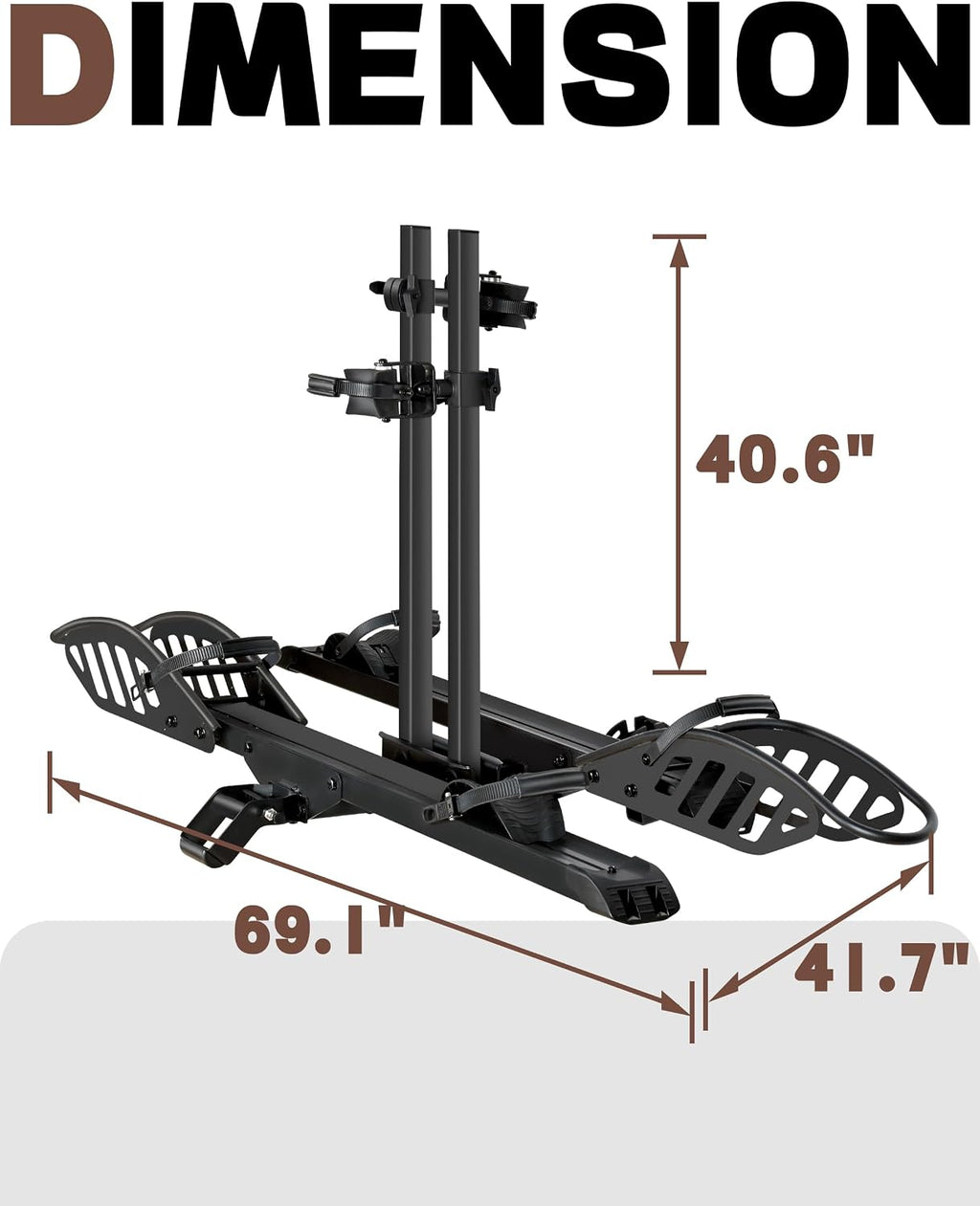 Bike Rack for Car Hitch Mount - Young Electric 2 Ebike Rack Heavy Duty Platform Carrier 200lb Capacity, Smart Tilting & One Hand Folding Bicycle Racks for SUV, Minivan, RV, Fits 5-Inch Fat Tires