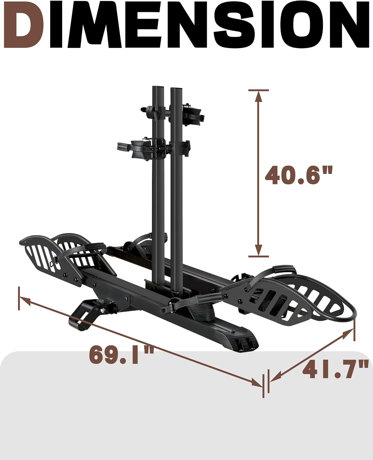 Bike Rack for Car Hitch Mount - Young Electric 2 Ebike Rack Heavy Duty Platform Carrier 200lb Capacity, Smart Tilting & One Hand Folding Bicycle Racks for SUV, Minivan, RV, Fits 5-Inch Fat Tires
