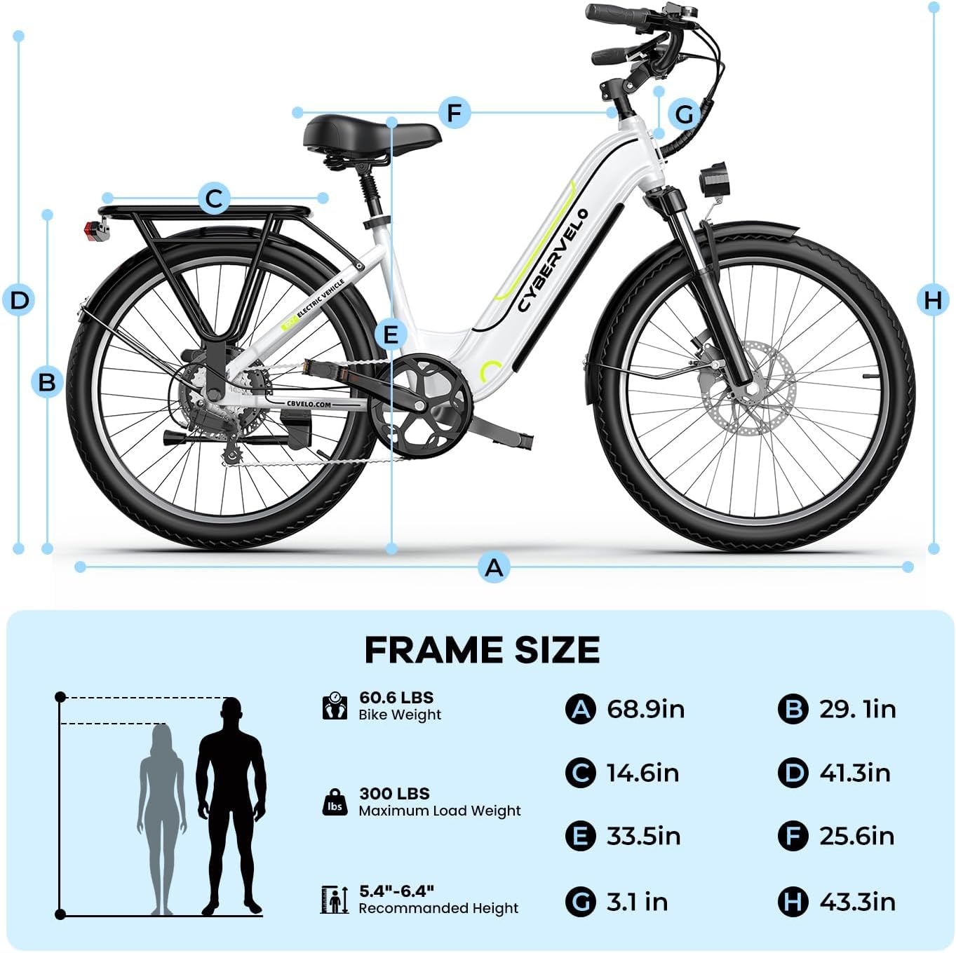 Cybervelo 750W Peak Electric Bike for Adults,up 80 Miles Removable Battery Ebike, 26' Electric E Bike with 7-Speed,Adult Electric Bicycles for Commute Beach Snow Womens/Man All Terrain