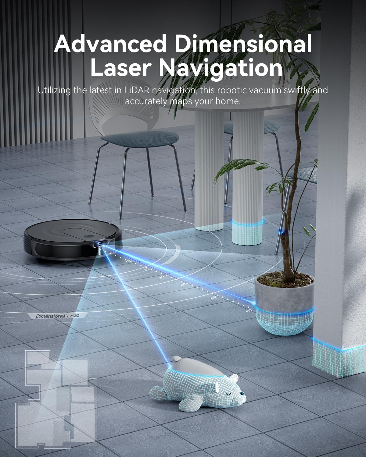 Robot Vacuum and Mop Combo, LiDAR Navigation, Ultra Slim Design, 9000Pa Suction Robotic Vacuum Cleaner – 200 Min Runtime, Auto Recharge, Customizable Cleaning for Pet Hair, Hard Floors