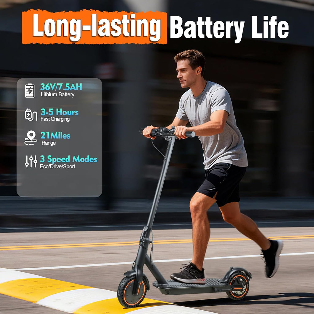 Foldable Electric Scooter for Adults & Teens - 500W Motor, 16/21 Miles Range & 12/19 Mph Speed, 8.5' Puncture-Proof Tires, Dual Brakes & Cruise Control - Heavy-Duty Commuter E-Scooter