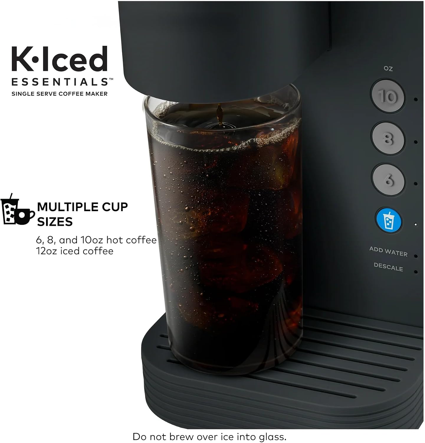 K-Iced Essentials Coffee Maker, Single-Serve KCup Pod Brewer with Removable Reservoir and Auto-Off, Energy Efficient, Includes K Iced Tumbler, Compact, Black