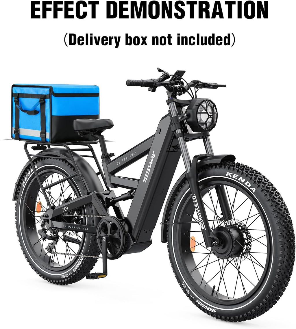 TESWAY X9 Ultra Dual Motor Ebike, 26' Fat Tire Full Suspension AWD Electric Bike for Adults, 4000W 43MPH 240NM, 60V 30Ah(Camo)/25Ah(Other) 120 Miles Long Rang