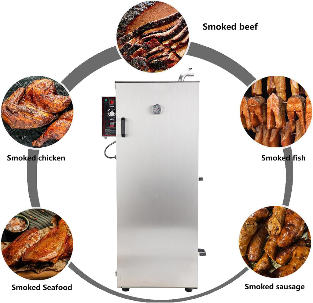 CLIVIA Electric Vertical Smoker, 8 Layers Outdoor Digital BBQ Smoker Oven with Adjustable Temperature&Time Controller, Barbecue Cooking, Grilling Smoking for Fish, Sausage, Jerky (DSH-S50B)