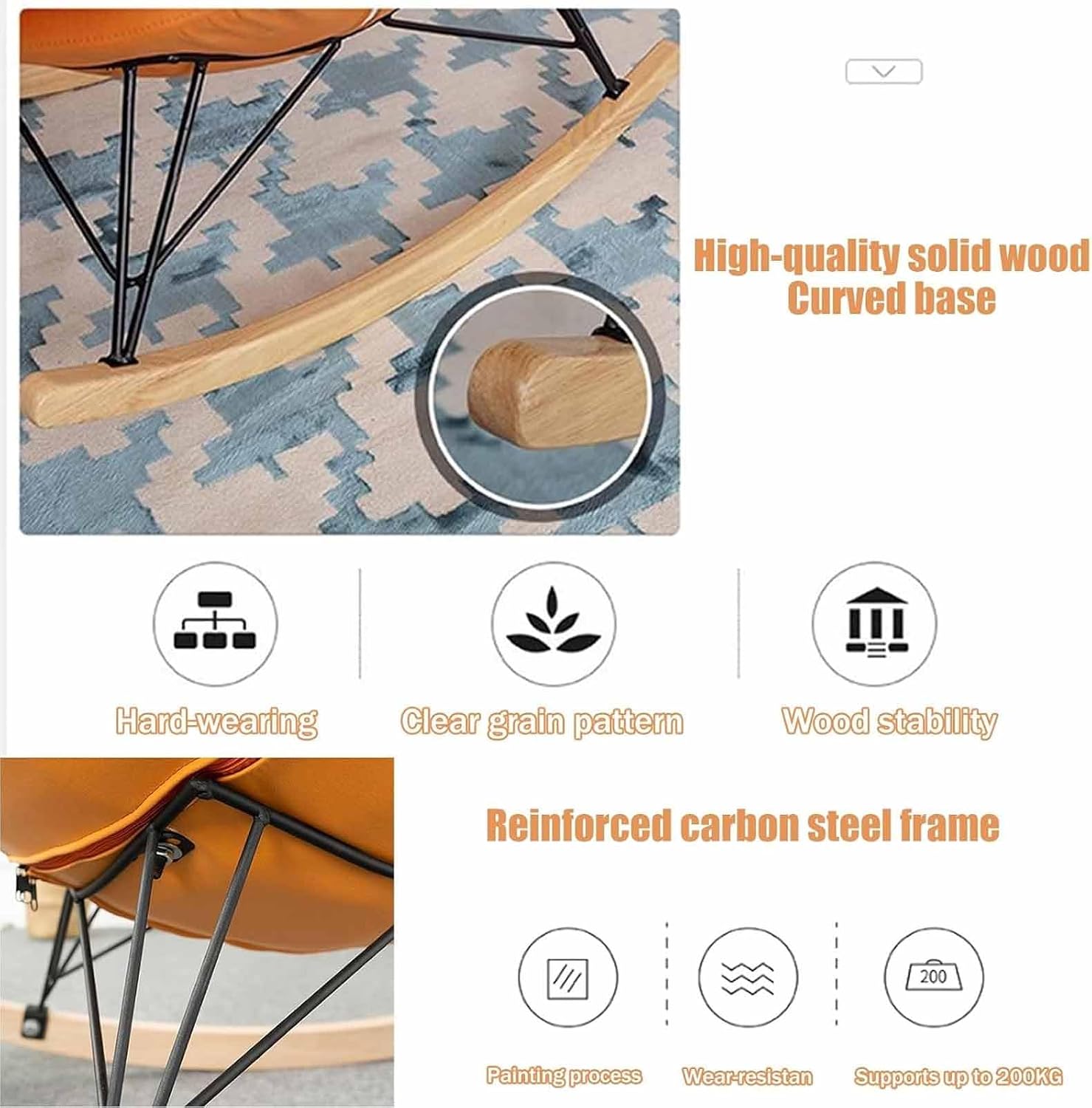 Modern Nursery Rocking Chairs, Rocking Chair Nursery with Footrest, Upholstered Rocking Chair Nursery Glider, Comfy Rest Reading Chair Water Resistant Nursery Chair,Blue