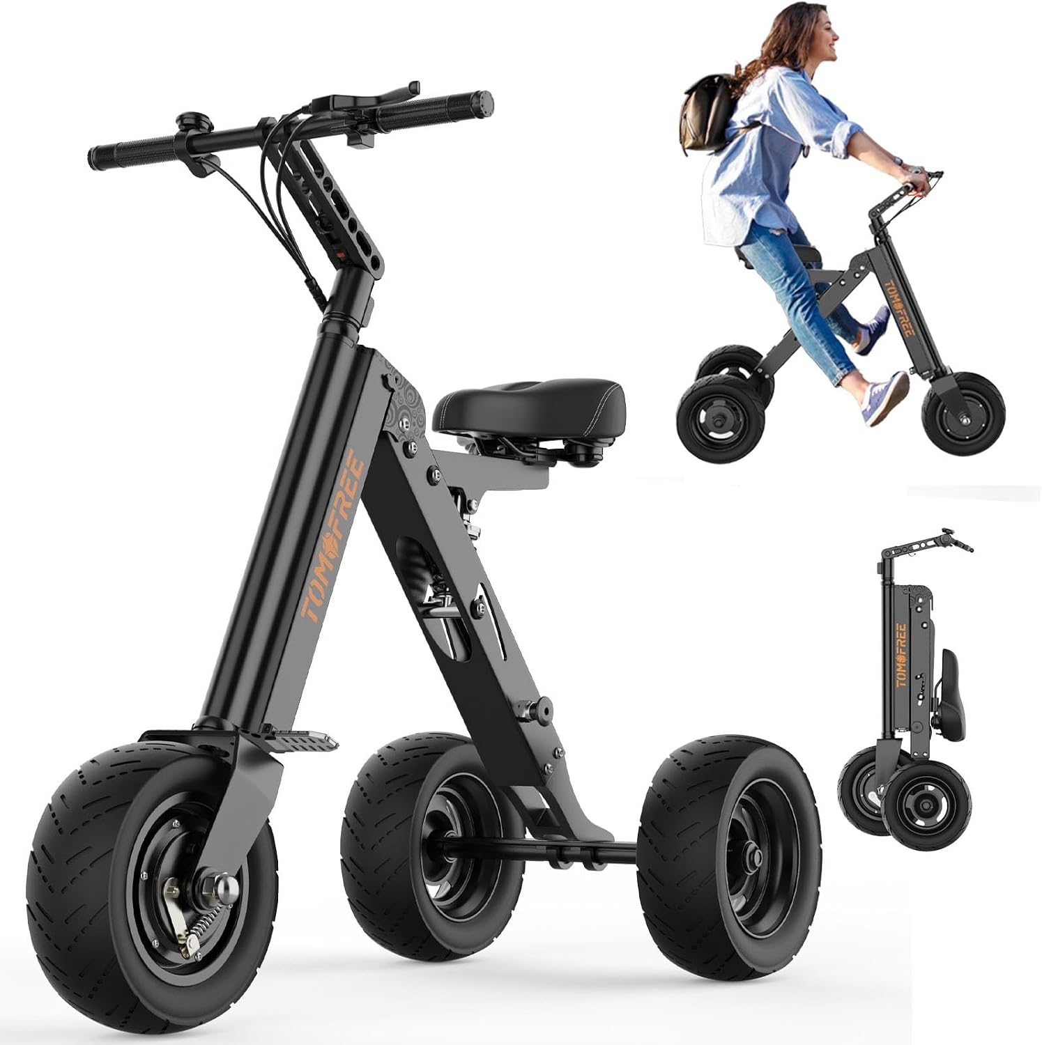 3 Wheel Mobility Scooter for Adults, Powered Mobility Scooter with seat Lightweight Folding Mobility Scooter with 36V 7.8AH Electric Scooter, Reverse Function & Key Switch for Commute and Travel