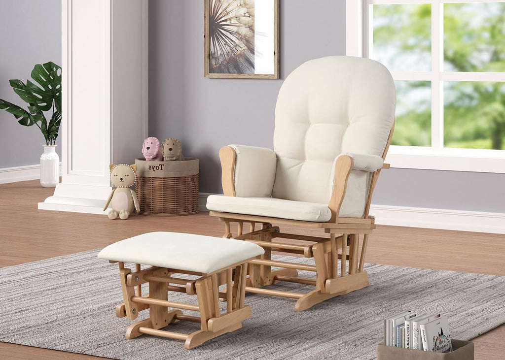 Angel Line Grayson Glider and Ottoman, Natural w/Beige Cushion