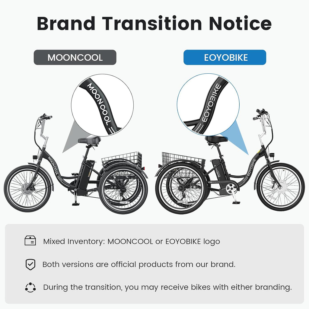 Electric Tricycle for Adults Seniors, 24/26 Inch 3 Wheel E-Trike, 350W Motor (700W Peak), Removable 36V Battery, Up to 15.5MPH, 25-60Mile Range, Low Step-Through, Rear Basket, 350lbs Capacity, 7 Speed