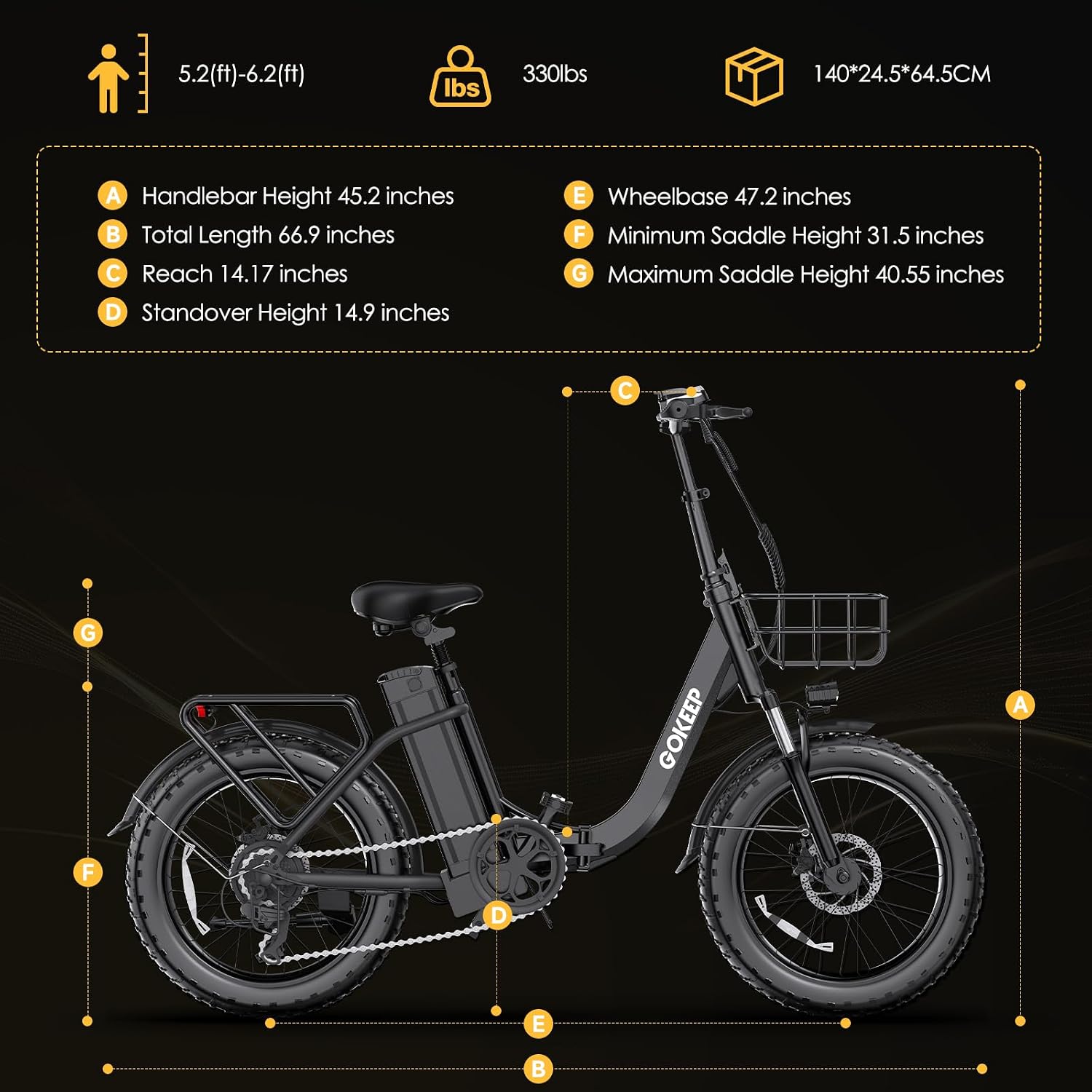 Electric Bike for Adults 20' Fat Tire 1300/1800W Peak Motor 52V 13/18.2AH Removable Battery 35/86 Miles PAS Range,20MPH,Folding EBike with Shimano 7 Speed and Adjustable Seat