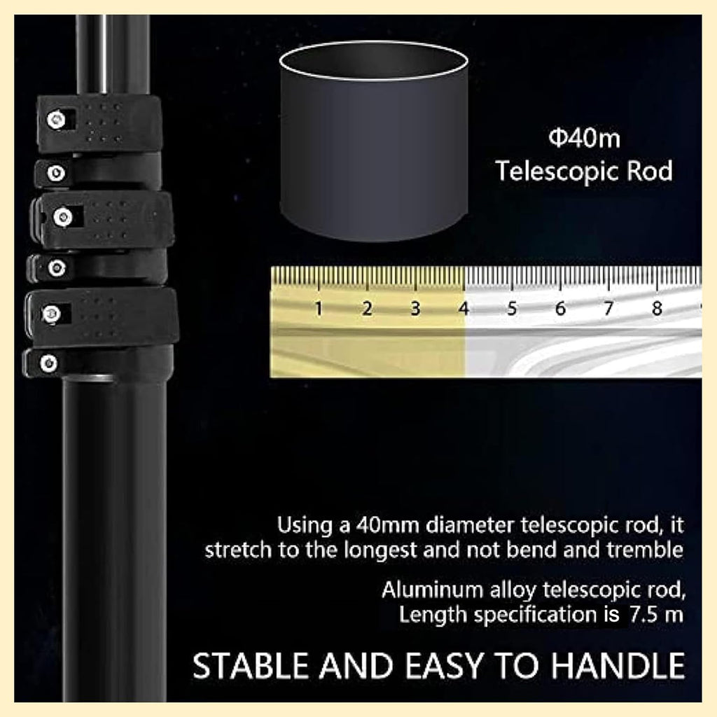 Special Roof Water Brush 7.5 M Solar Panel Cleaning Telescopic Pole, Electric Photovoltaic Panel Cleaner, Double Head Automatic Outdoor Cleaning Tools Window Cleaner