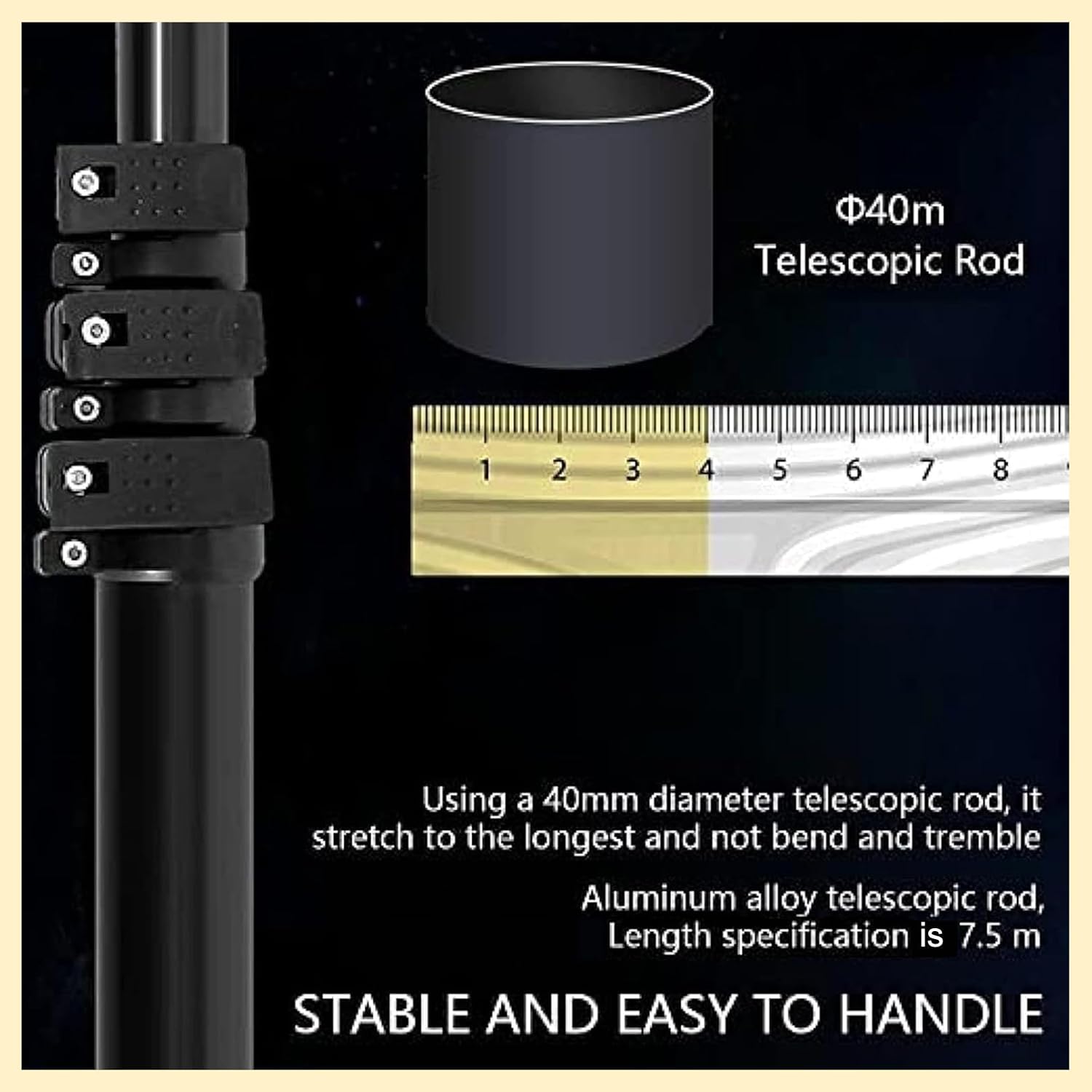 Special Roof Water Brush 7.5 M Solar Panel Cleaning Telescopic Pole, Electric Photovoltaic Panel Cleaner, Double Head Automatic Outdoor Cleaning Tools Window Cleaner