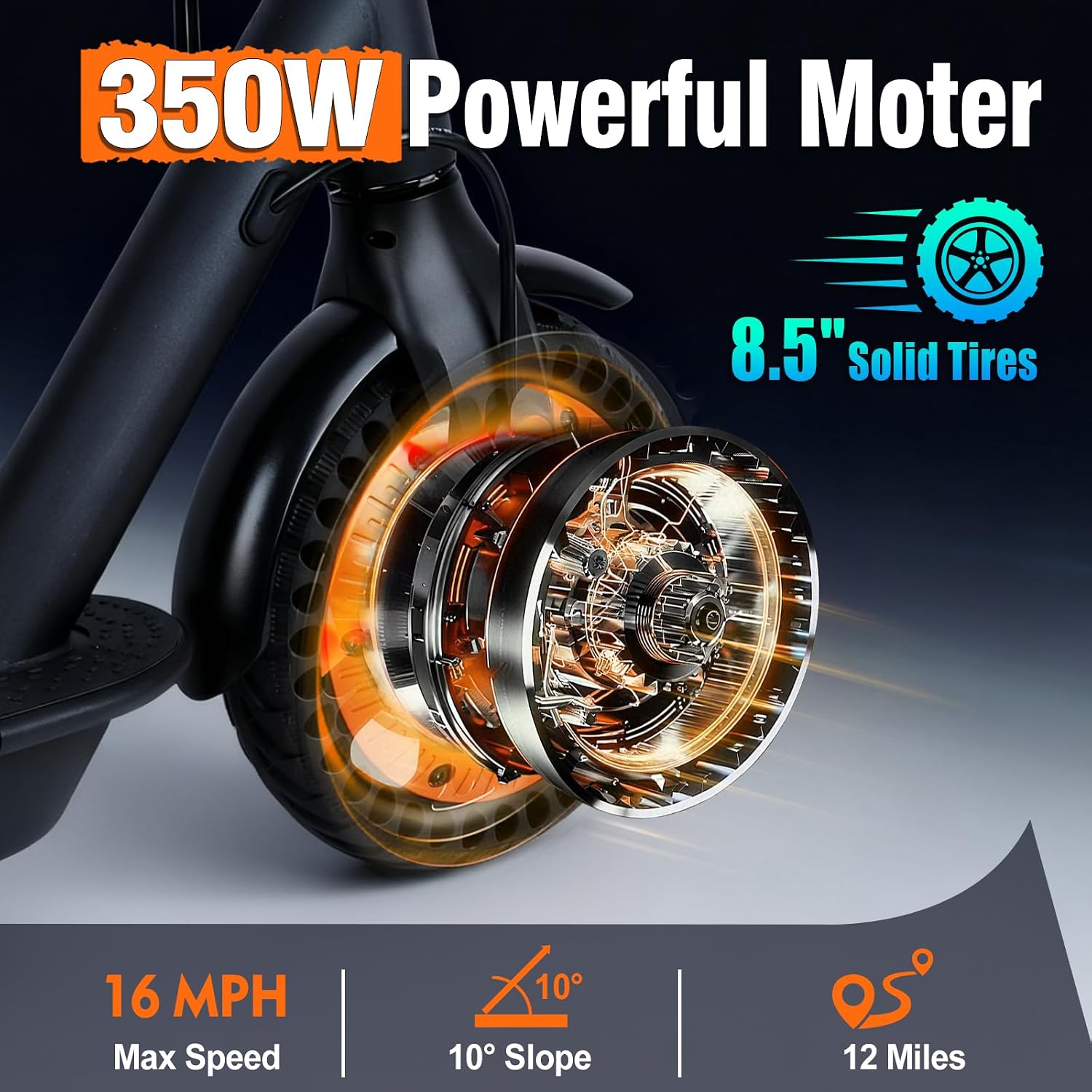 Foldable Electric Scooter for Adults & Teens - 500W Motor, 16/21 Miles Range & 12/19 Mph Speed, 8.5' Puncture-Proof Tires, Dual Brakes & Cruise Control - Heavy-Duty Commuter E-Scooter