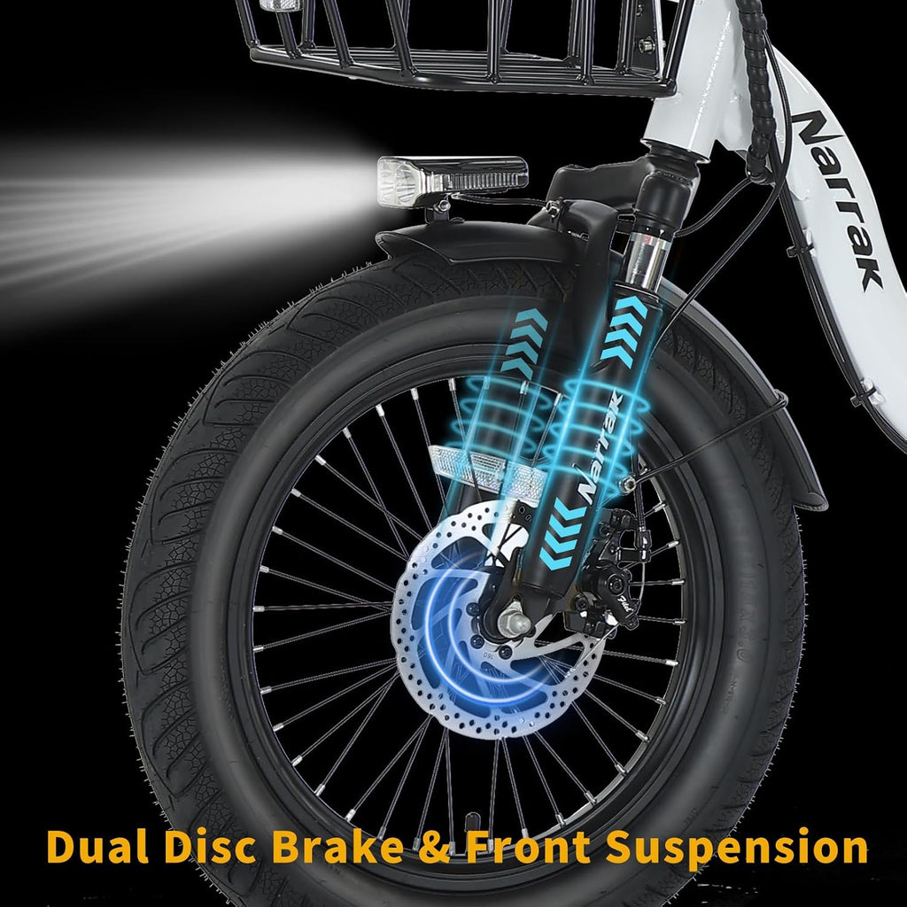 NARRAK Electric Tricycle for Adults,Fat Tire Folding Electric Trike,3 Wheels Electric Bicycle Bikes, Peak 700W/1100W Step-Thru Etrike with Removable Battery and Large Basket