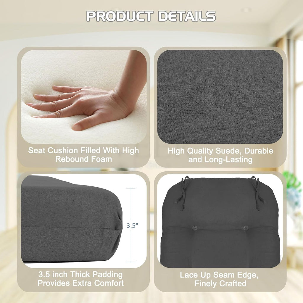 BECHAEO 5PCS Suede Glider Rocker Replacement Cushions with Ottoman Cover Thicken Soft Rocking Chair Cushion Set for Indoor Nursery Glider Rocking Chair, Dark Gray