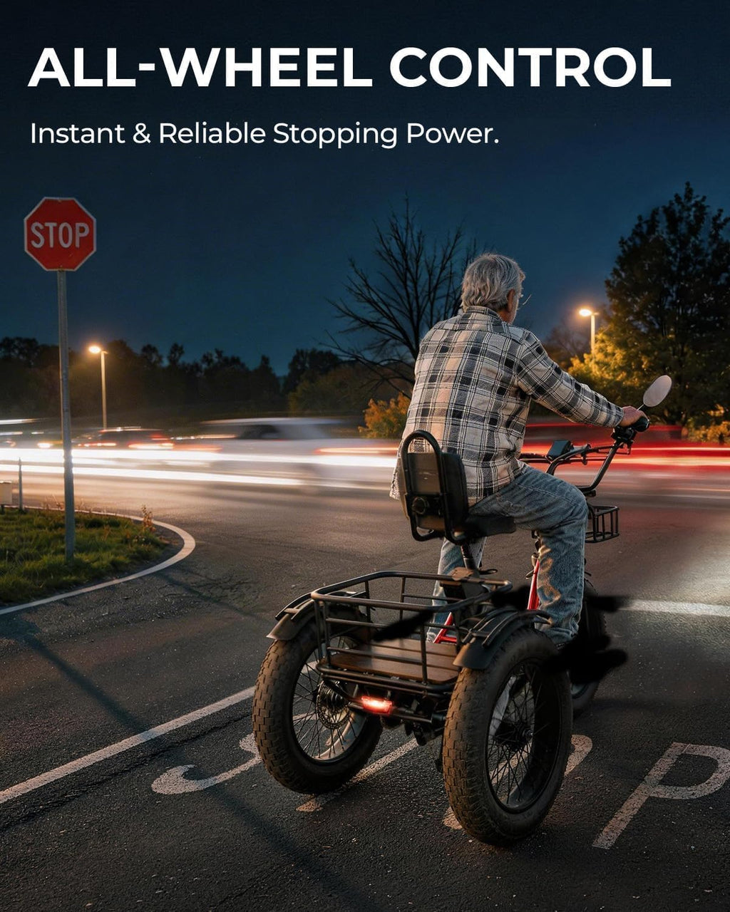Skeri Electric Tricycle for Adults, 750W(Peak 1350W) Motor Etrike, 20'x4' Folding Fat Tire Electric Trike, 48V13Ah Battery, 3-Wheel Electric Bike, 20MPH, Front & Rear Basket & Differential