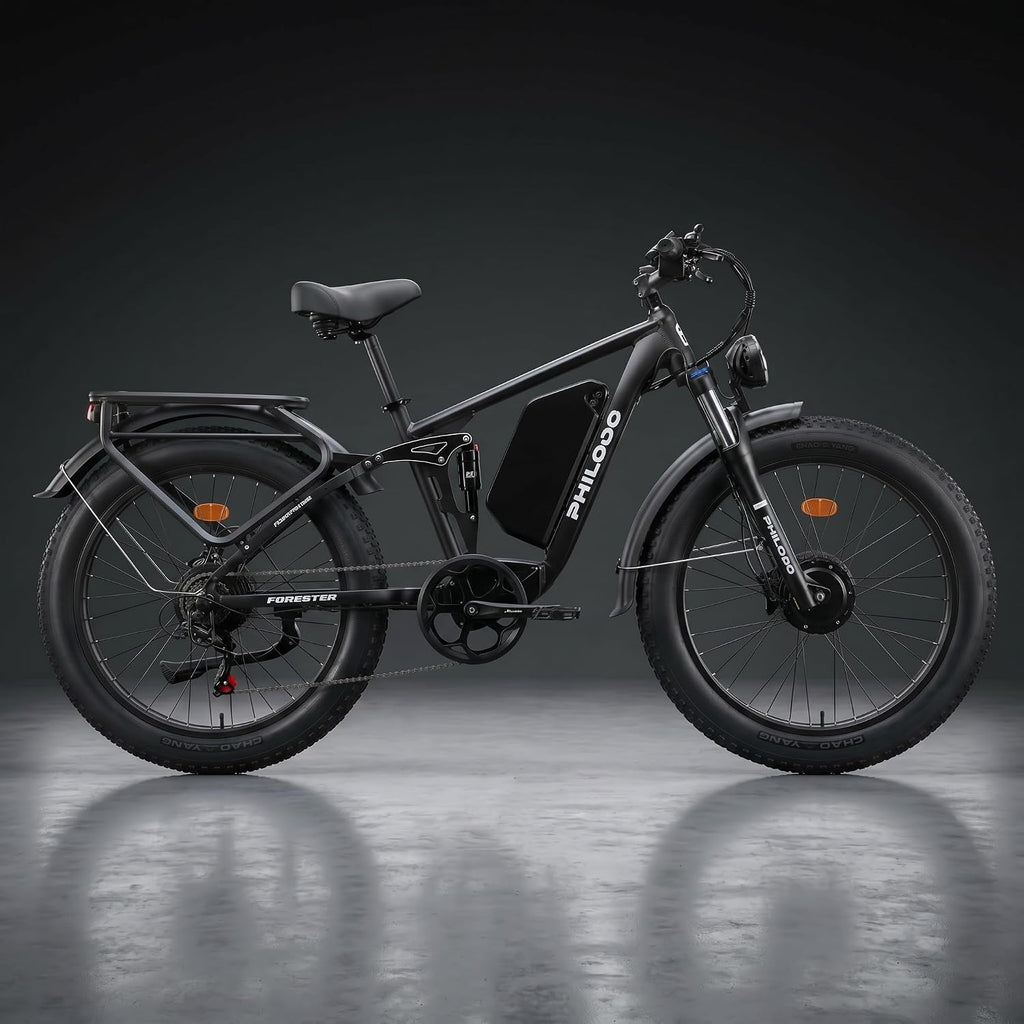 Forester 5000W Peak Dual Motor Electric Bike - 45 MiIe P-hour High-Speed, Fat Tire Ebike with 60V 25Ah Battery, 100+ Mile Range, Full Suspension & Hydraulic Brakes for Adult Off-Road Commuting