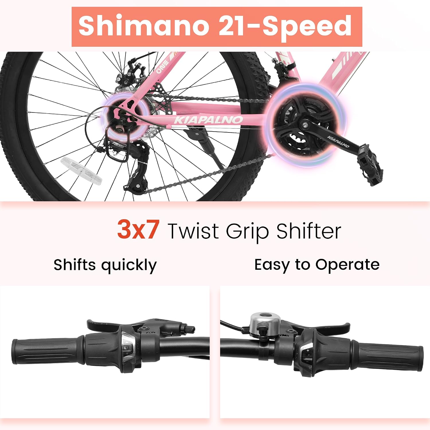 Ecarpat 24 26 Inch Mountain Bike for Girls, 21 Speeds Steel Frame Girls Bike, Front Suspension Teens Sport Bicycle for School Short Trip Camping, Summer Gift for Girls, Pink Purple White Options