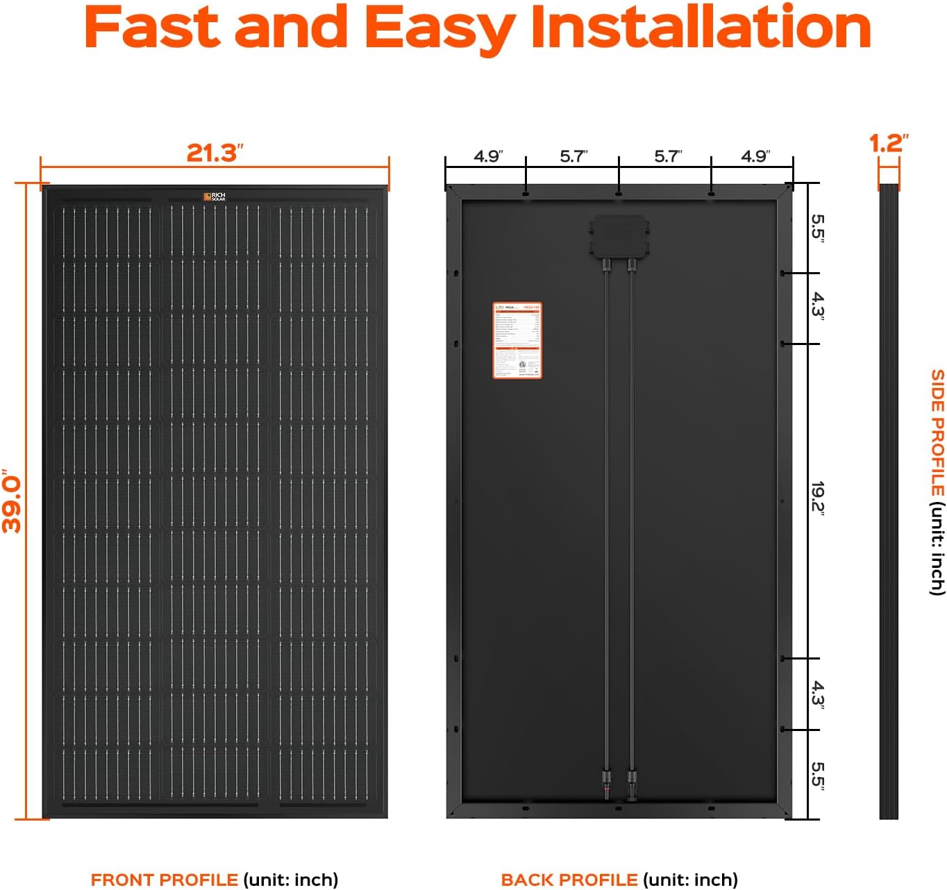 RICH SOLAR 200 Watt 12 Volt Monocrystalline Solar Panel 2 Pack of 9BB Cell 100W High Efficiency Solar Module Charge Battery for RV Trailer Camper Marine Off Grid All Black