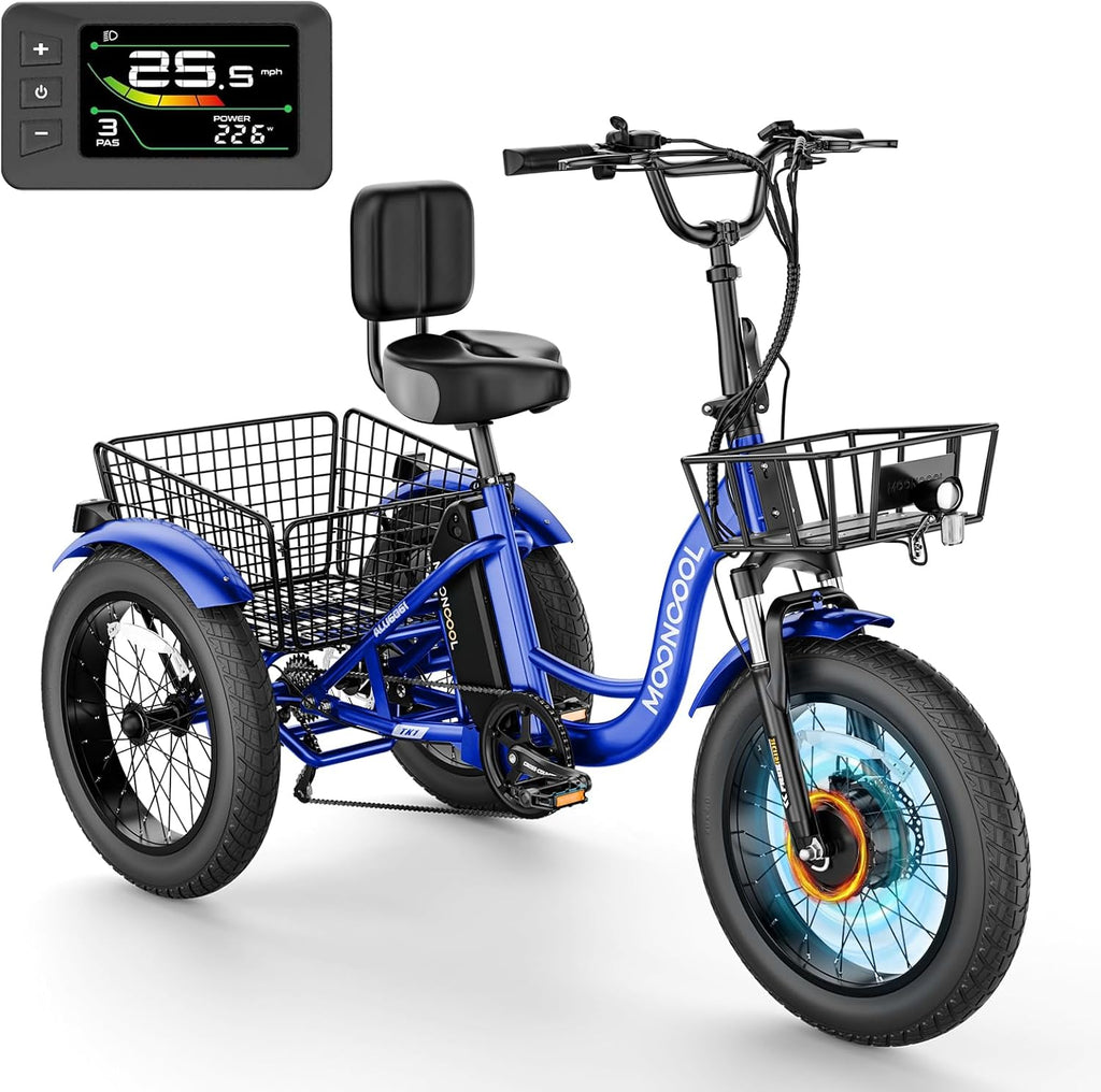 NAIZEA Electric Tricycle for Adults - 20' x 4' Fat Tire Electric Trike, 48V 500W Ebike, 3 Wheel Electric Bikes with Removable Battery, Aluminum Frame & Large Basket