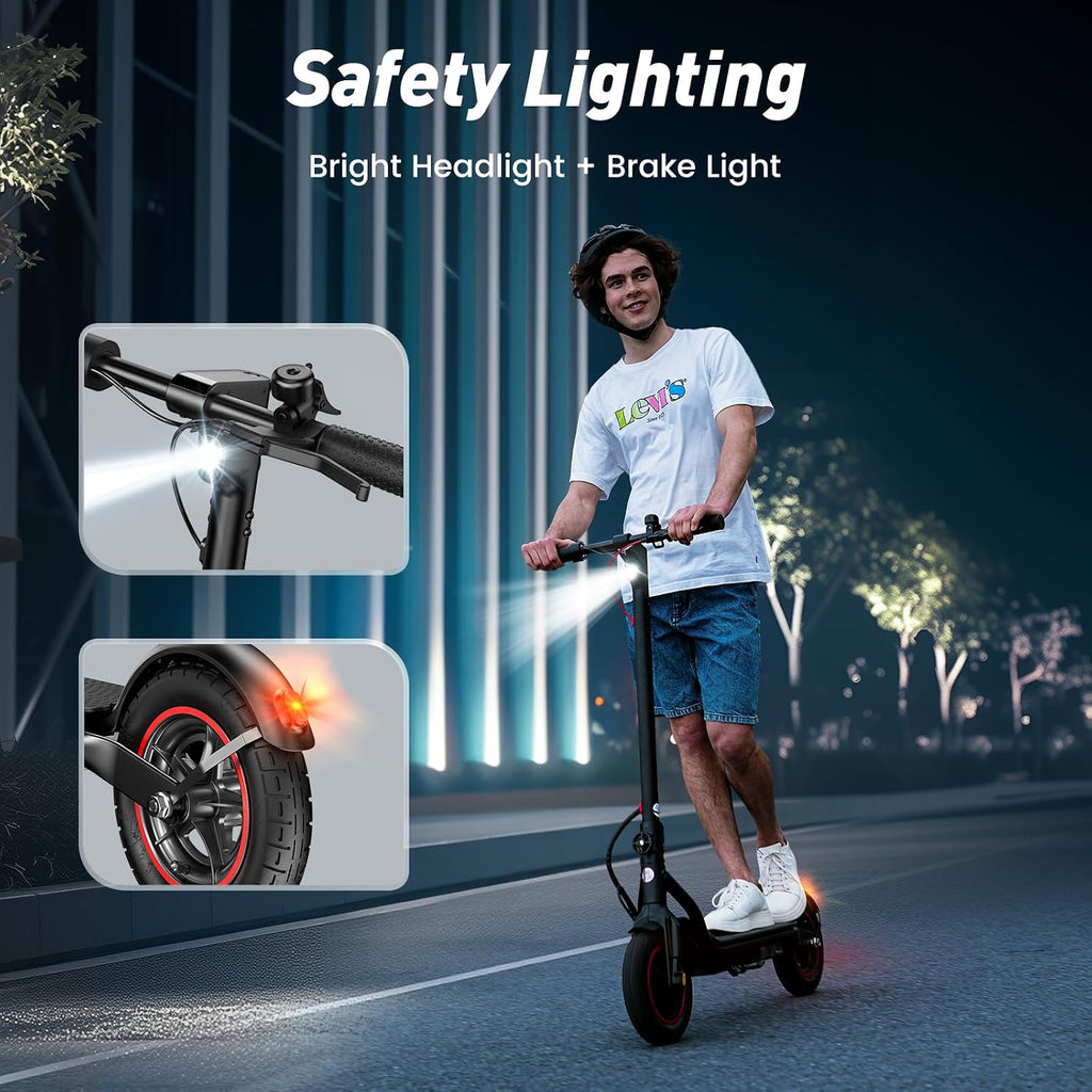 Electric Scooter, 28/22 Miles Range, 28/23 MPH Speed, 10' Tire, 1000/500W Powerful Motor, Disc Brake & Smart APP, with Lights, Portable Foldable Commuting Electric Scooter for Adults and Teens