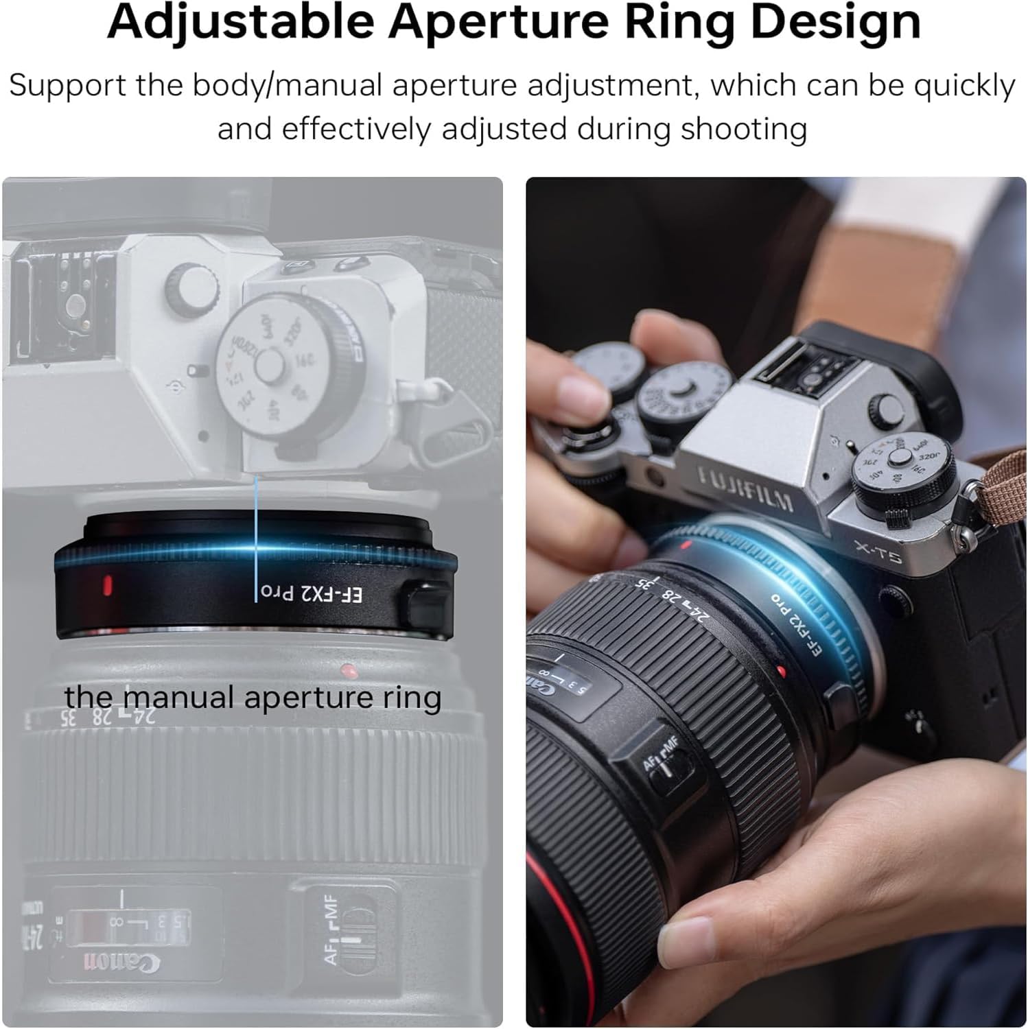 VILTROX EF-FX2 Pro Lens Mount Adapter EF to X-Mount Auto Focus Lens Adapter Focal Reducer Speed Booster Compatible with Canon EF Lens to Fuji X-Mount X-T3 X-T2 X-T20 X-T100 X-PRO2 X-E3 X-A20 X-A5